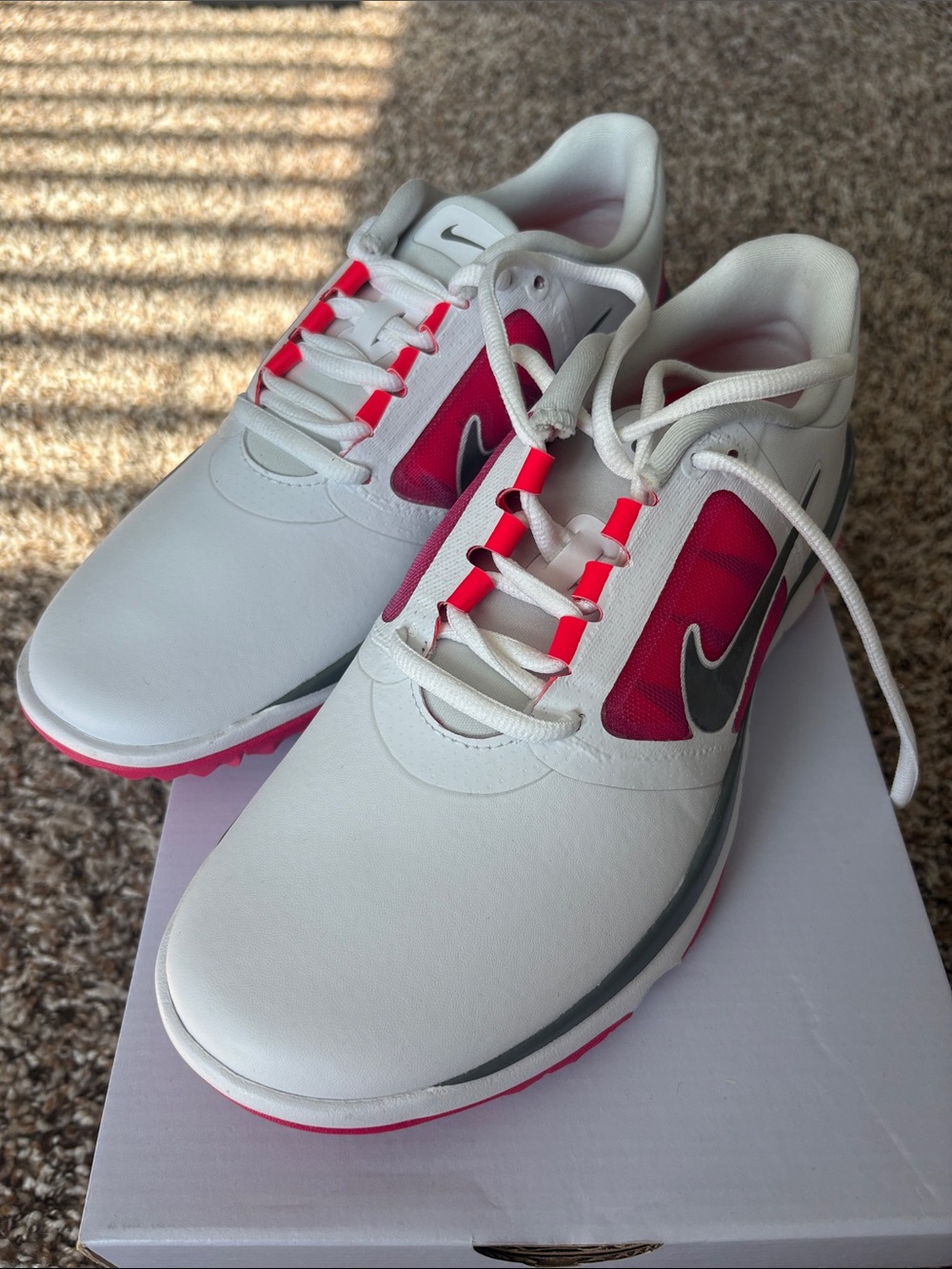 Nike Women's White and Hot Pink Athletic Golf Shoes